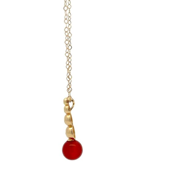 18K Yellow Gold Necklace Chain 17.5 inches Carnelian Ball Pendant - Picture 3 of 9